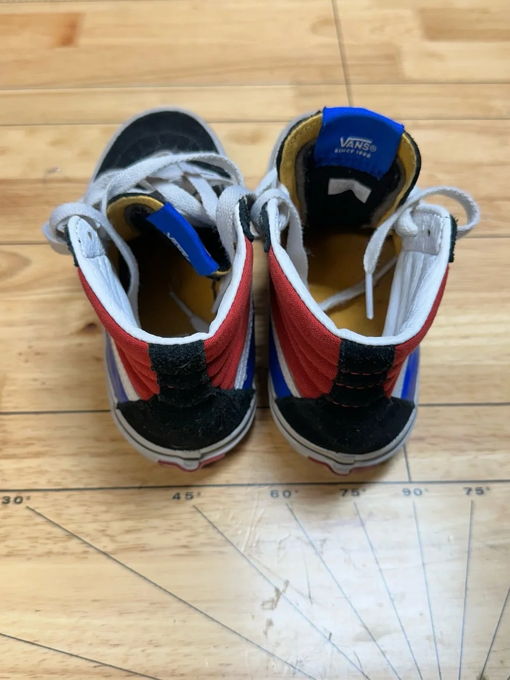 Vans Kids Size 1.5 High-Top Sneakers in Black, Blue, Red